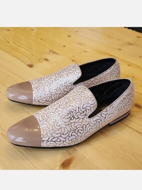 Amali Men's Metallic Smoking Texture Slip on Shoes Saray Flesh Loafers 10.5